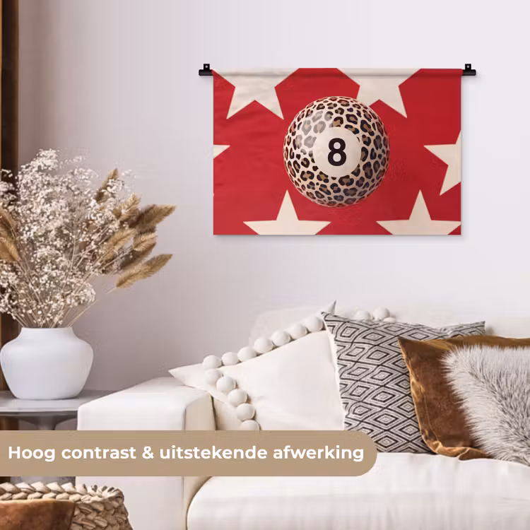 Spel - Dierenprint - Nummer 8 - Modern - Rood Wandkleed katoen klein -sfeer1