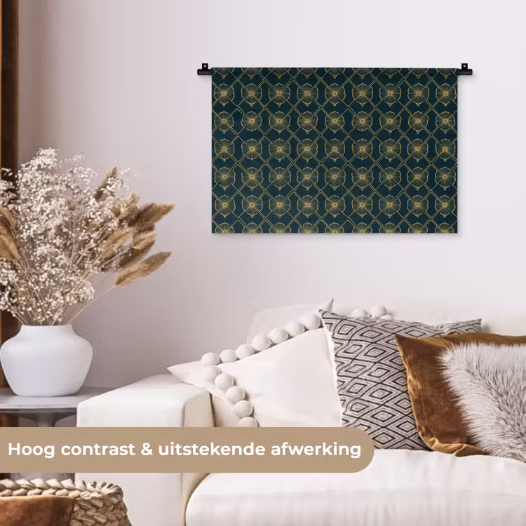 Geometrisch - Elegant - Groen Wandkleed katoen klein 269 -sfeer1