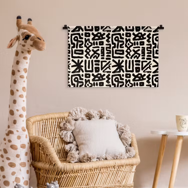 Geometrisch - Figuren - Zwart Wandkleed katoen klein 269 -wsfeer5_kind