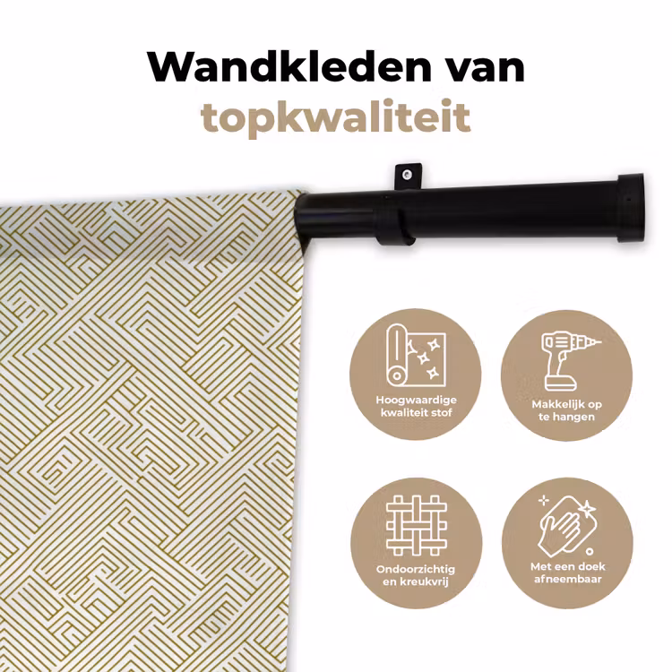 Geometrisch - Lijnen - Groen Wandkleed katoen klein 269 -sfeer2