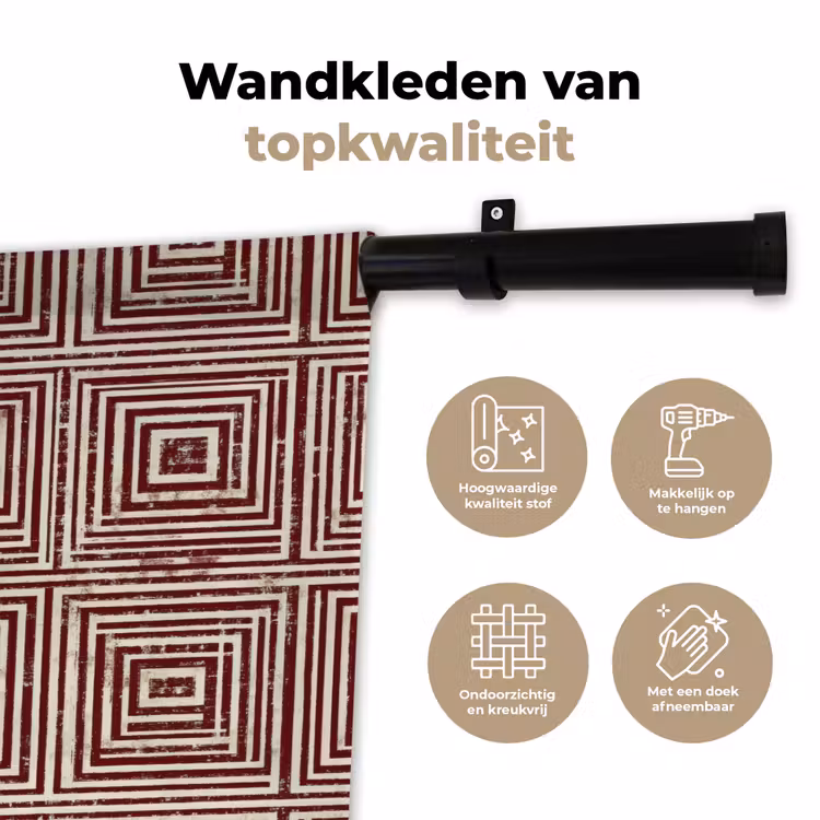 Geometrisch - Patroon - Rood Wandkleed katoen klein 269 -sfeer2