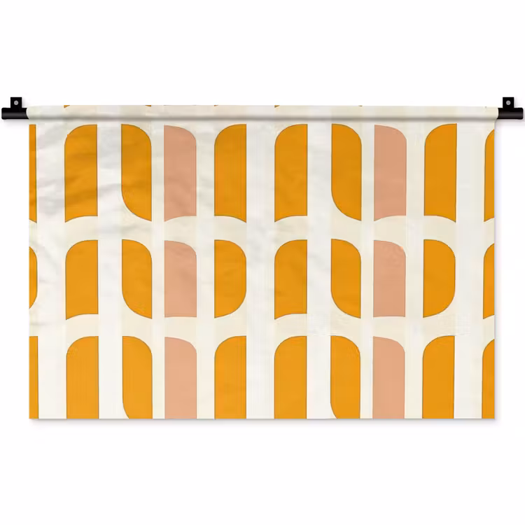 Geometrisch - Patroon - Geel - Roze Wandkleed katoen klein 269 -zz3d