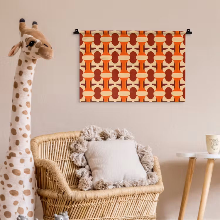 Geometrisch - Retro - Oranje Wandkleed katoen klein 269 -wsfeer5_kind