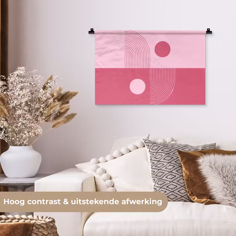 Geometrie - Patroon - Abstract - Roze - Modern Wandkleed katoen klein -sfeer1