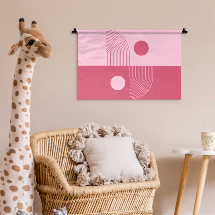 Geometrie - Patroon - Abstract - Roze - Modern Wandkleed katoen klein -wsfeer5_kind