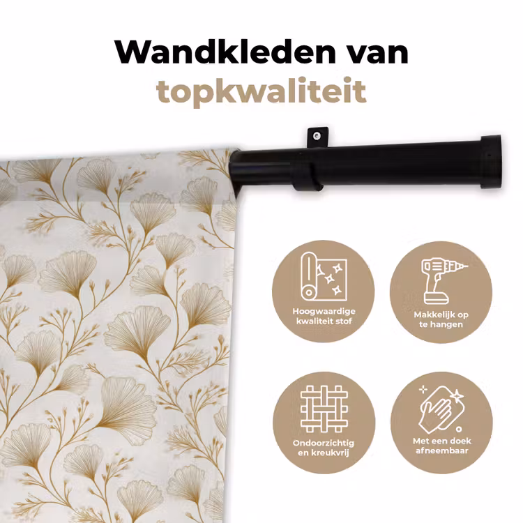 Ginkgo - Takken - Goud Wandkleed katoen klein 269 -sfeer2
