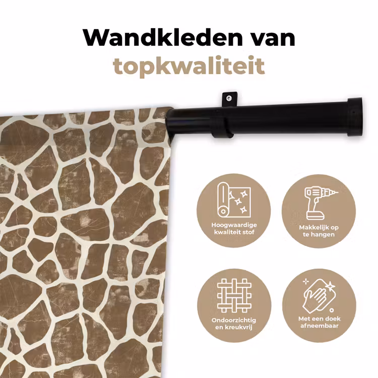 Giraf - Klassiek - Bruin Wandkleed katoen klein 269 -sfeer2