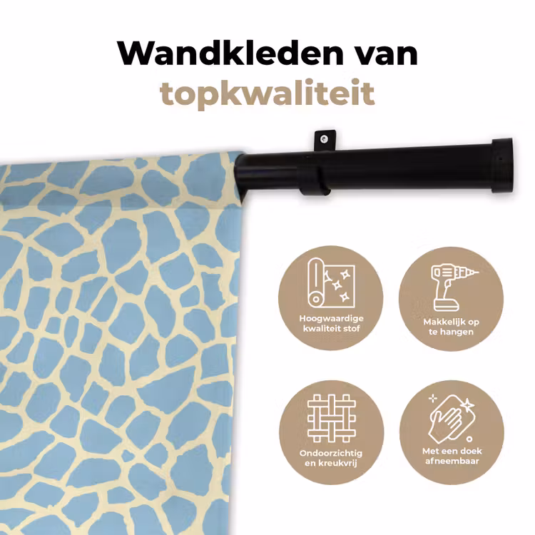Giraf - Modern - Blauw Wandkleed katoen klein 269 -sfeer2