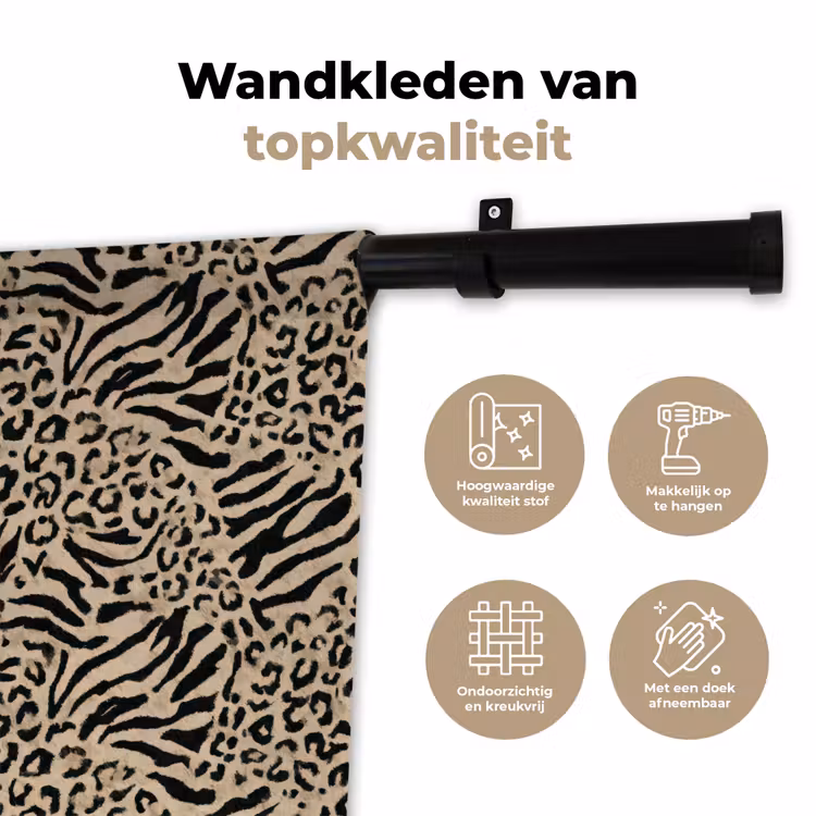 Giraf - Zebra - Motief - Bruin Wandkleed katoen klein 269 -sfeer2