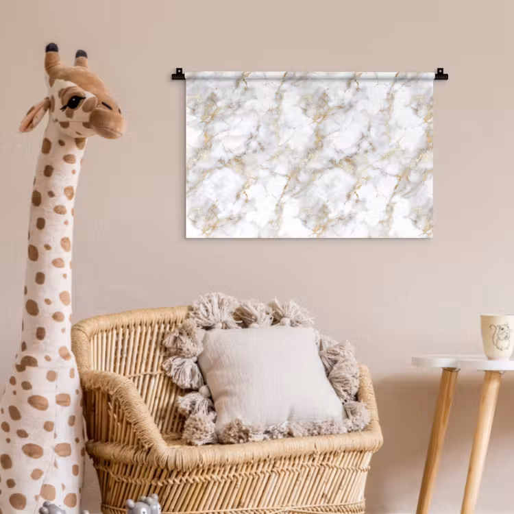 Gouden aders - Marmer - Wit Wandkleed katoen klein 269 -wsfeer5_kind