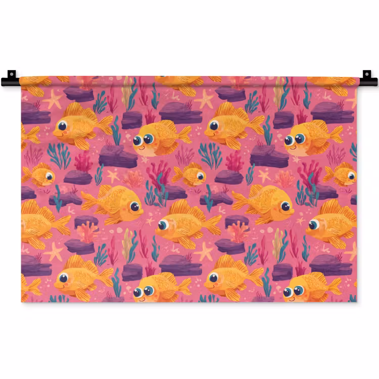 Goudvissen - Koraal - Kleurrijk Wandkleed katoen klein 269 -zz3d