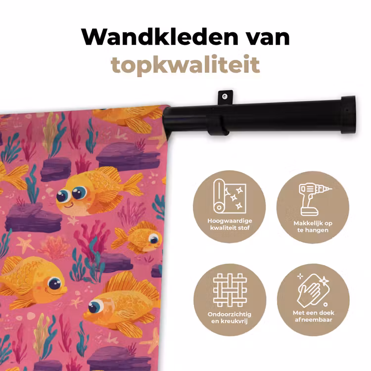 Goudvissen - Koraal - Kleurrijk Wandkleed katoen klein 269 -sfeer2