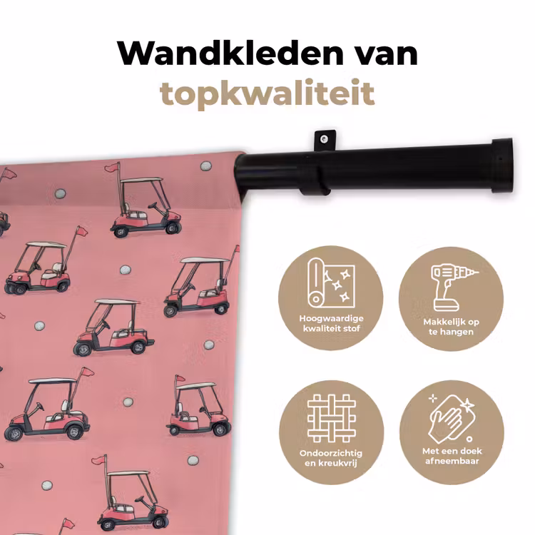 Golfkar - Retro - Roze Wandkleed katoen klein 269 -sfeer2