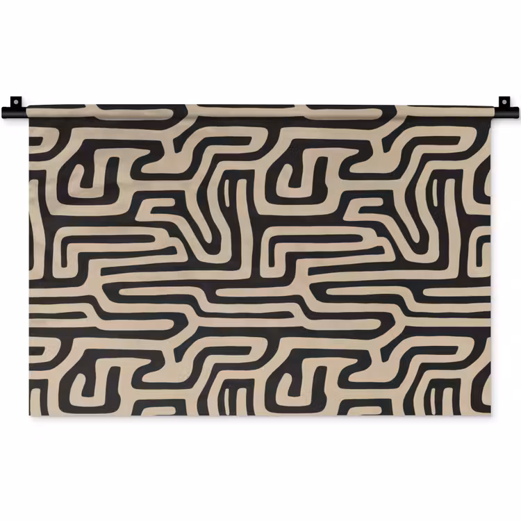 Grafisch - Lijnen - Zwart Wandkleed katoen klein 269 -zz3d