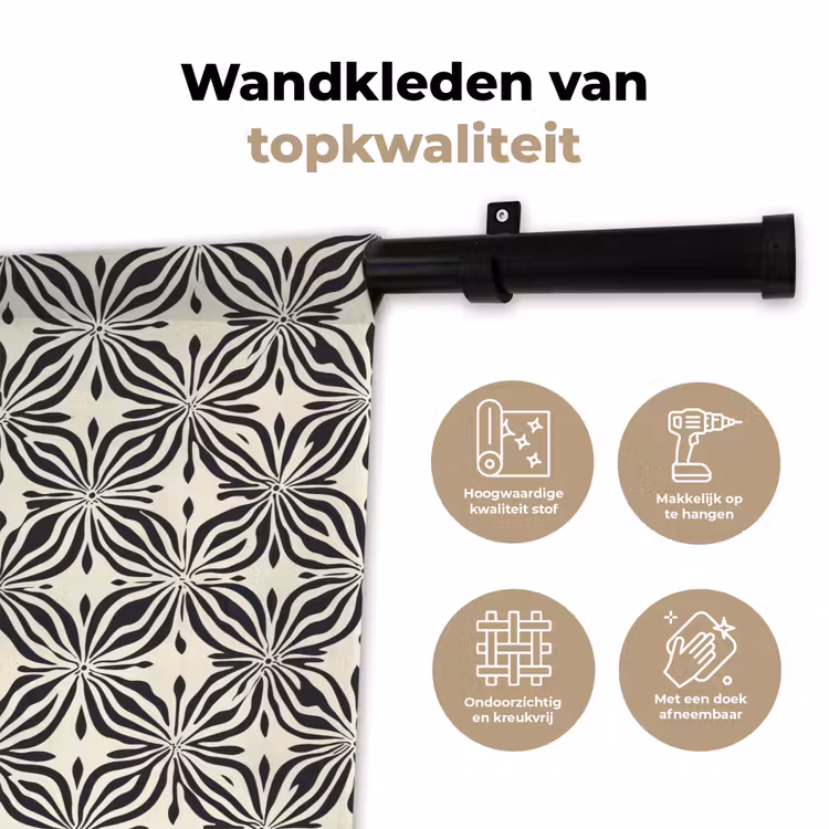Grafisch - Patroon - Zwart Wandkleed katoen klein 269 -sfeer2