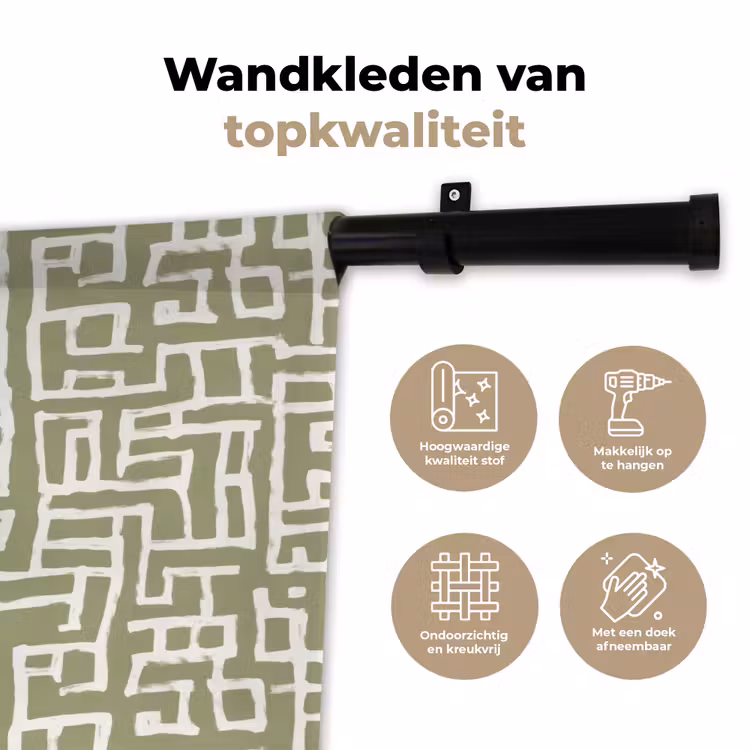 Grafisch - Patroon - Groen Wandkleed katoen klein 269 -sfeer2