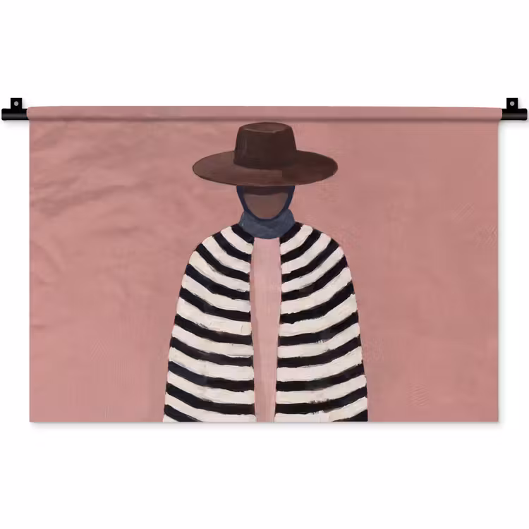 Grafisch - Vrouw - Roze Wandkleed katoen klein -zz3d