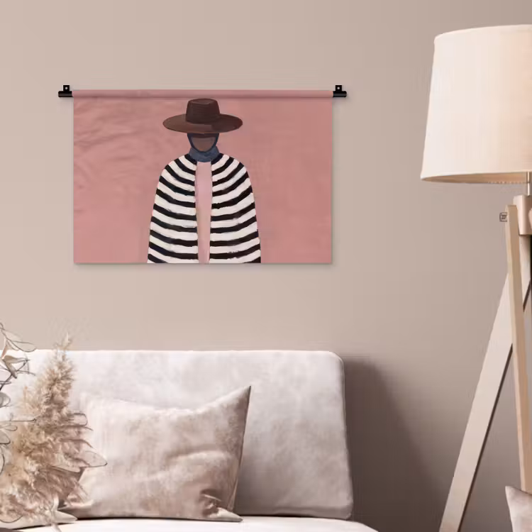 Grafisch - Vrouw - Roze Wandkleed katoen klein -sfeer4