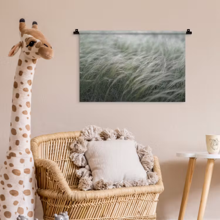 Gras - Wazig - Natuur - Groen - Zacht Wandkleed katoen klein -wsfeer5_kind