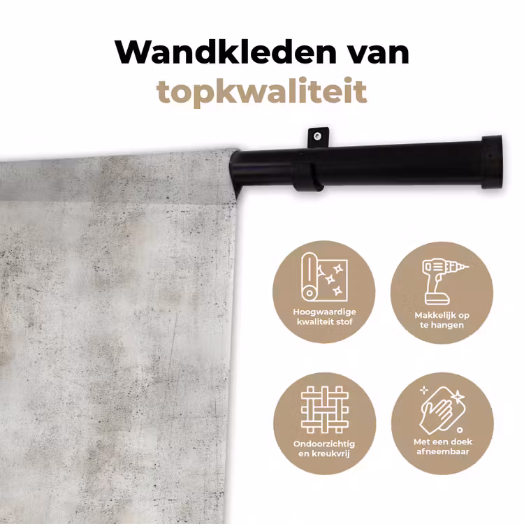 Grijs - Beton - Verweerd Wandkleed katoen klein 269 -sfeer2