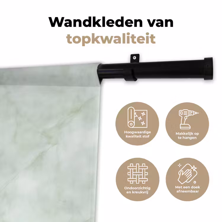 Groen - Marmer - Vloeiende aders Wandkleed katoen klein 269 -sfeer2