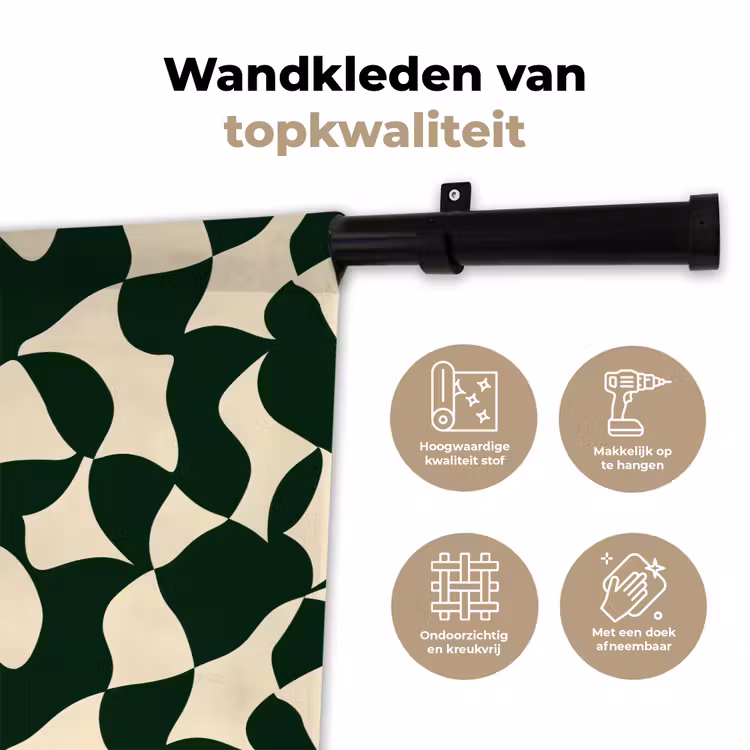 Groen - Organische vlakken - Crème Wandkleed katoen klein 269 -sfeer2