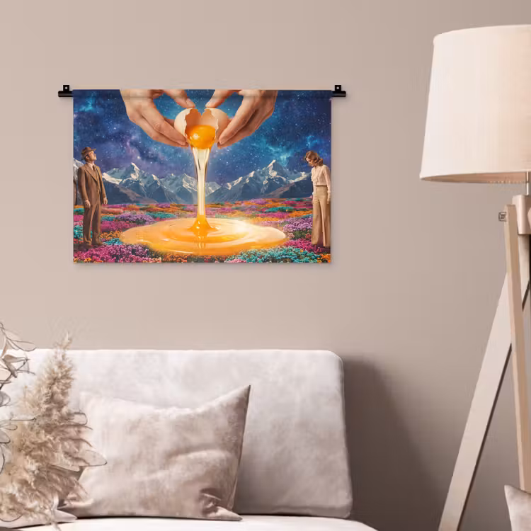 Wall Hanging - Hands - Egg - Surrealism - Handen - Ei - Surrealisme Wandkleed katoen klein