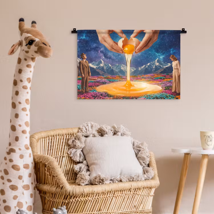 Wall Hanging - Hands - Egg - Surrealism - Handen - Ei - Surrealisme Wandkleed katoen klein