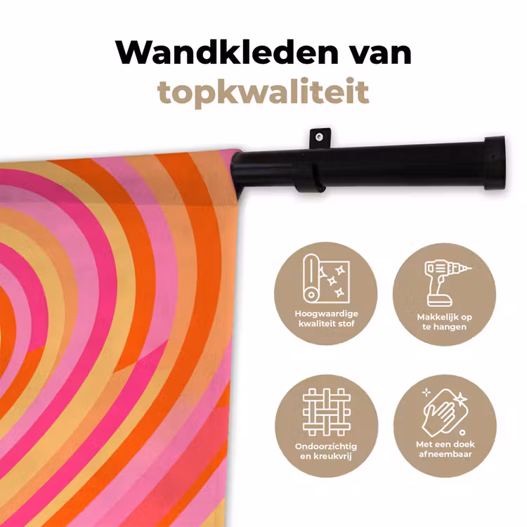 Hart - Concentrisch - Abstract - Liefde - Kleurrijk Wandkleed katoen klein -sfeer2
