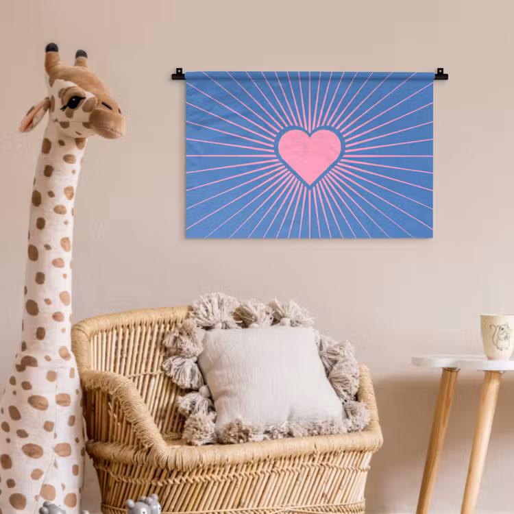 Hart - Stralen - Liefde - Modern - Roze Wandkleed katoen klein -wsfeer5_kind