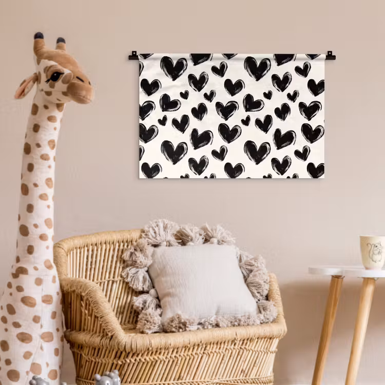 Hartjes - Patroon - Zwart Wandkleed katoen klein 269 -wsfeer5_kind
