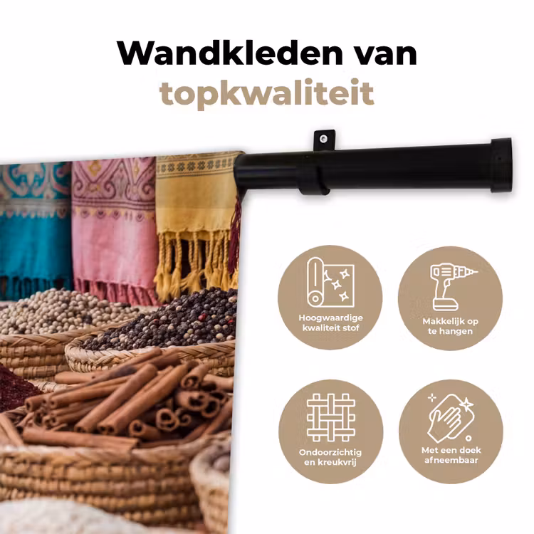 Wall Hanging - Herbs - Baskets - Oriental - Kruiden - Manden - Oosters Wandkleed katoen klein