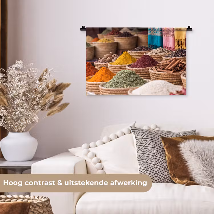 Wall Hanging - Herbs - Baskets - Oriental - Kruiden - Manden - Oosters Wandkleed katoen klein