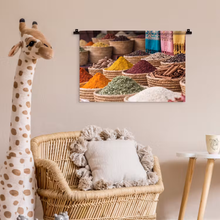 Wall Hanging - Herbs - Baskets - Oriental - Kruiden - Manden - Oosters Wandkleed katoen klein