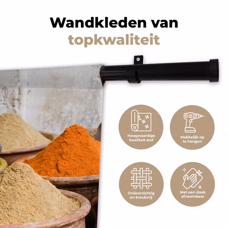 Wall Hanging - Herbs - Jars - Asian - Kruiden - Potten - Oosters Wandkleed katoen klein