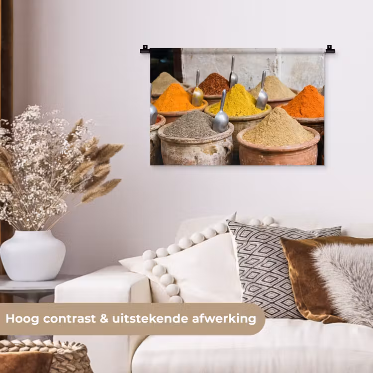 Wall Hanging - Herbs - Jars - Asian - Kruiden - Potten - Oosters Wandkleed katoen klein