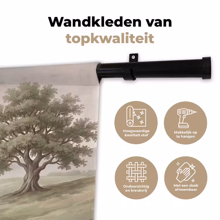Heuvellandschap - Bomen - Natuur - Groen Wandkleed katoen klein -sfeer2
