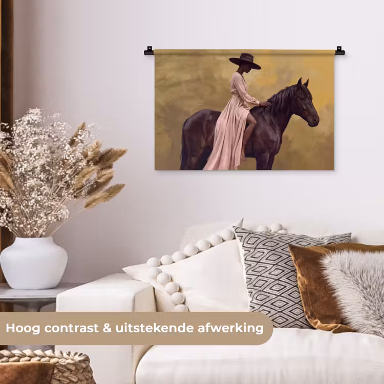 Paard - Klassiek - Oker Wandkleed katoen klein -sfeer1