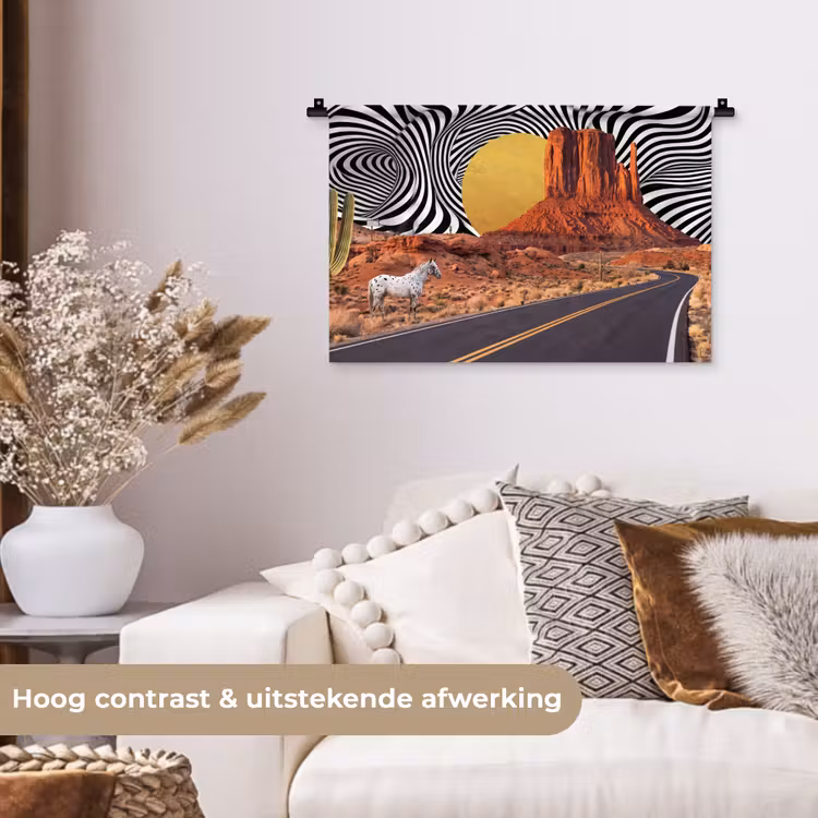 Wall Hanging - Horse - Desert - Nature - Paard - Woestijn - Natuur Wandkleed katoen klein