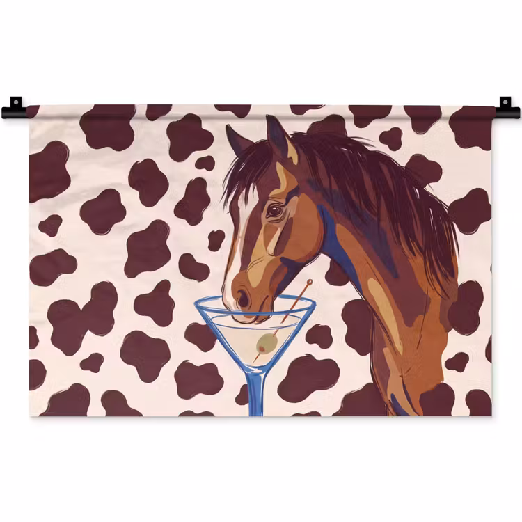 Paard - Martini - Dieren - Abstract - Bruin Wandkleed katoen klein -zz3d
