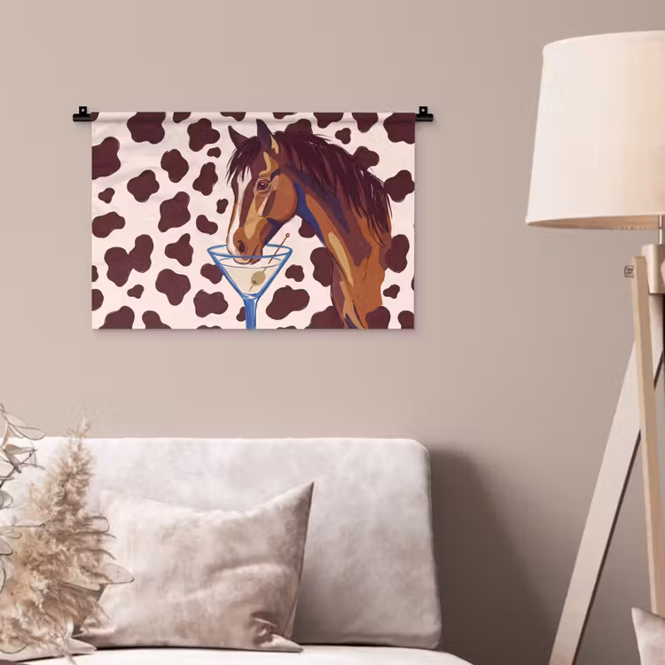Paard - Martini - Dieren - Abstract - Bruin Wandkleed katoen klein -sfeer4