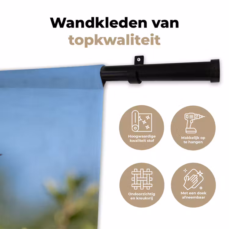 Kolibrie - Bloem - Natuur - Groen Wandkleed katoen klein -sfeer2
