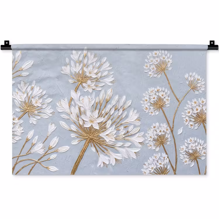 Illustratie - Bloemen - Blauw Wandkleed katoen klein -zz3d