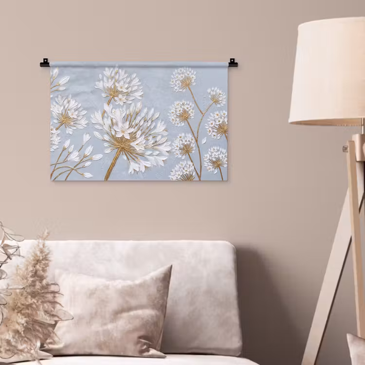 Illustratie - Bloemen - Blauw Wandkleed katoen klein -sfeer4