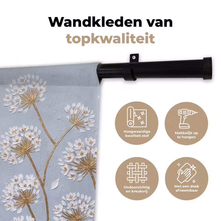 Illustratie - Bloemen - Blauw Wandkleed katoen klein -sfeer2