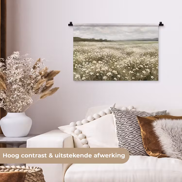 Illustratie - Landschap - Wit Wandkleed katoen klein -sfeer1