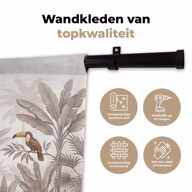 Jungle - Dieren - Palmbomen Wandkleed katoen klein -sfeer2