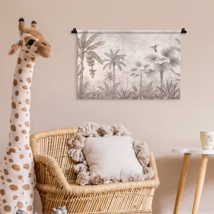Jungle - Banenboom - Kolibrie - Beige Wandkleed katoen klein -wsfeer5_kind