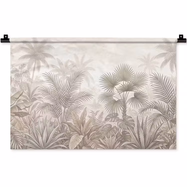 Jungle - Tropisch - Natuur -Vintage - Beige Wandkleed katoen klein -zz3d
