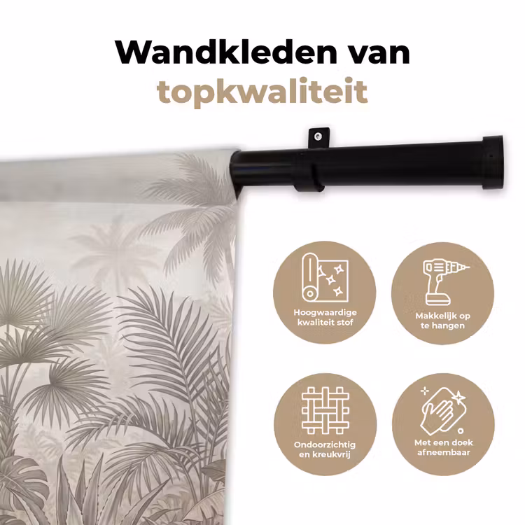 Jungle - Tropisch - Natuur -Vintage - Beige Wandkleed katoen klein -sfeer2